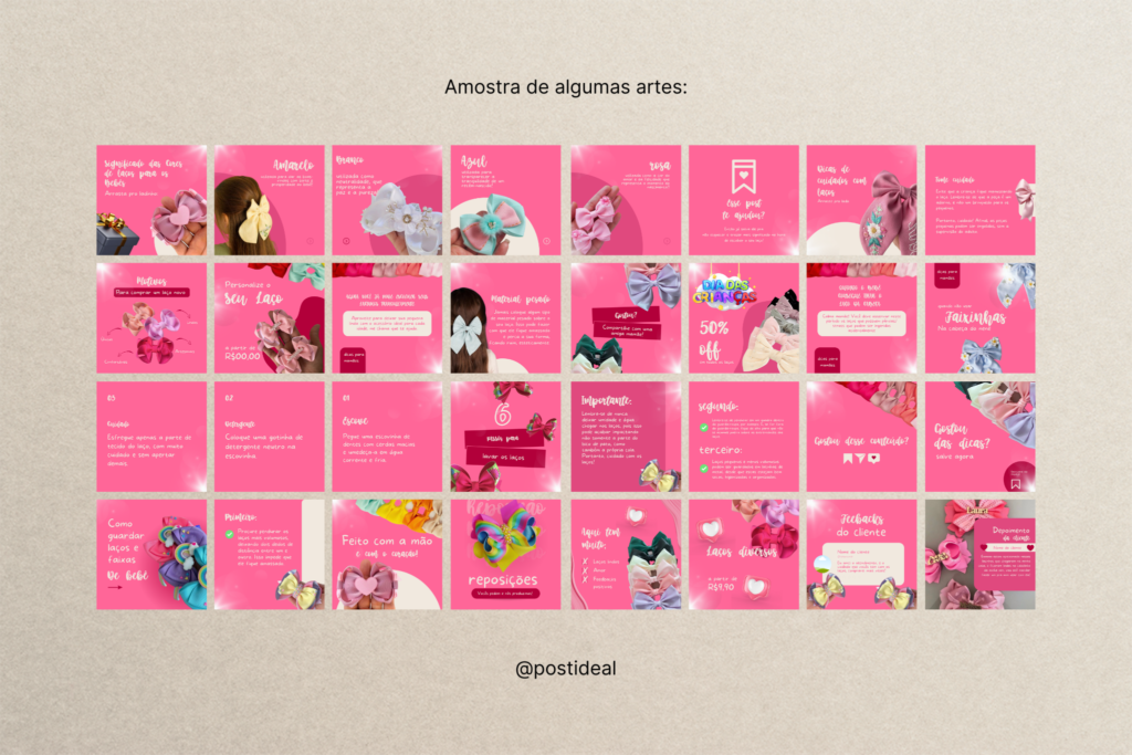 Pack Canva Laceira 44 Posts editáveis no Canva Post Ideal