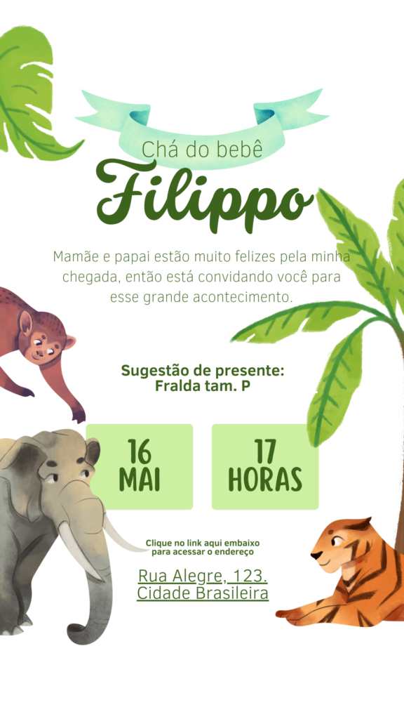 Convite Digital Com Links Clicáveis Infantil Tema Zoológico 3